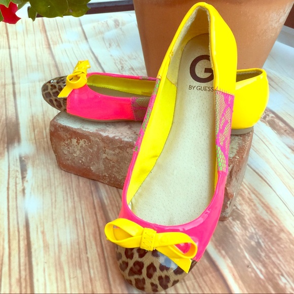 Guess flats! 8 Happy yellow pink lace leopard - Picture 3 of 7